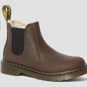 DARK BROWN JUNIOR 2976 FAUX FUR LINED CHELSEA BOOTS